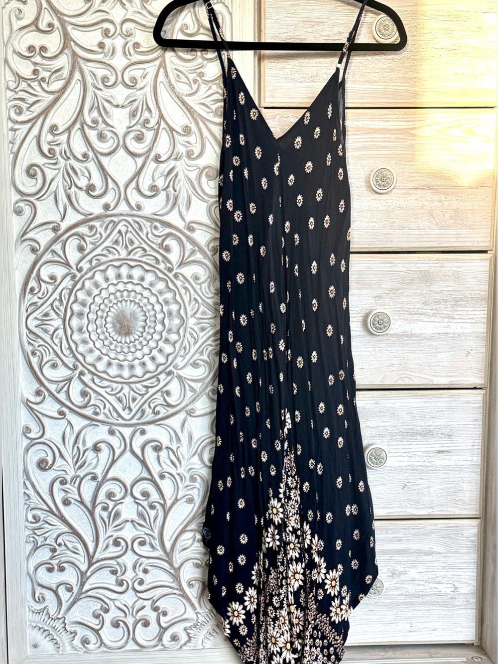 Gant Black Slip Dress with Cream Daisy Print